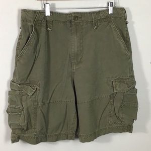 Army green broken in cargo shorts from Wonderwall